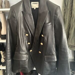 L'AGENCE Elegant Black Leather Blazer